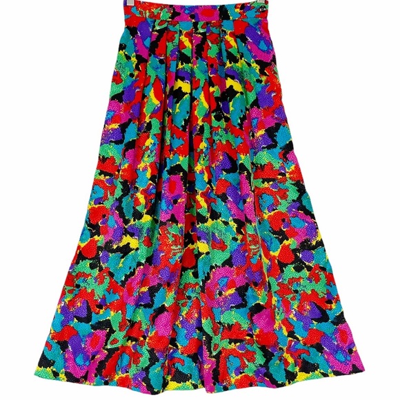 JH Collectibles Dresses & Skirts - VINTAGE 80s 90s Multicolor Abstract Pleated Maxi